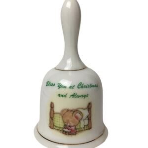 Vintage Russ Mouse Handled Christmas Bell Bless You At Christmas 4" Collectible